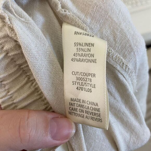 Max Studio Tan Cream Wide Leg Linen Pants Size S - Picture 6 of 6